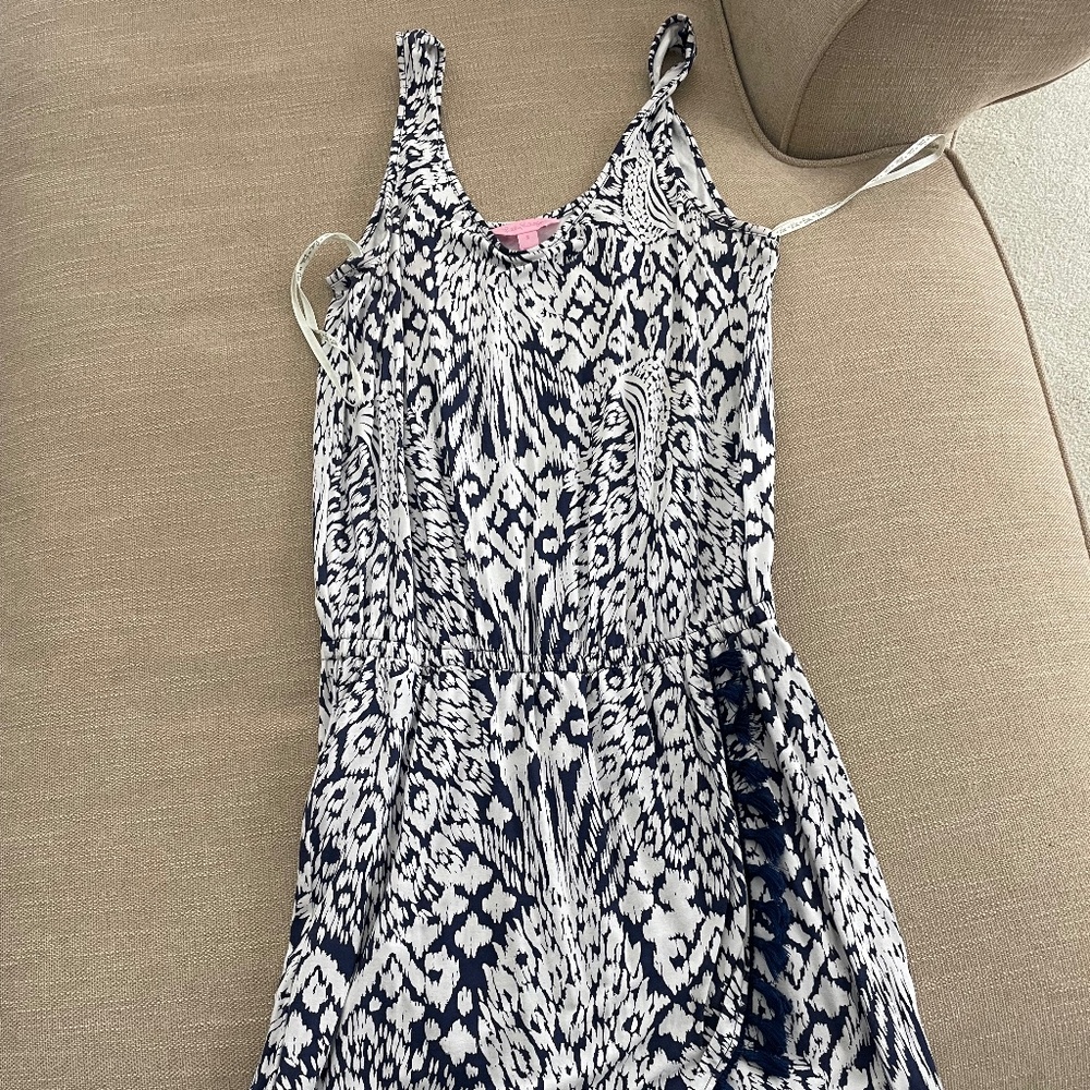 Lilly Pulitzer Navy and White Printed Jumpsuit